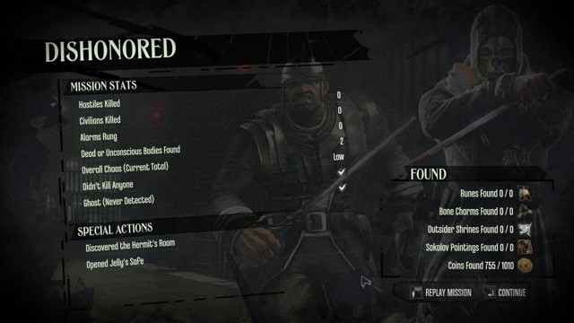 Image for Results for the first mission in Dishonored